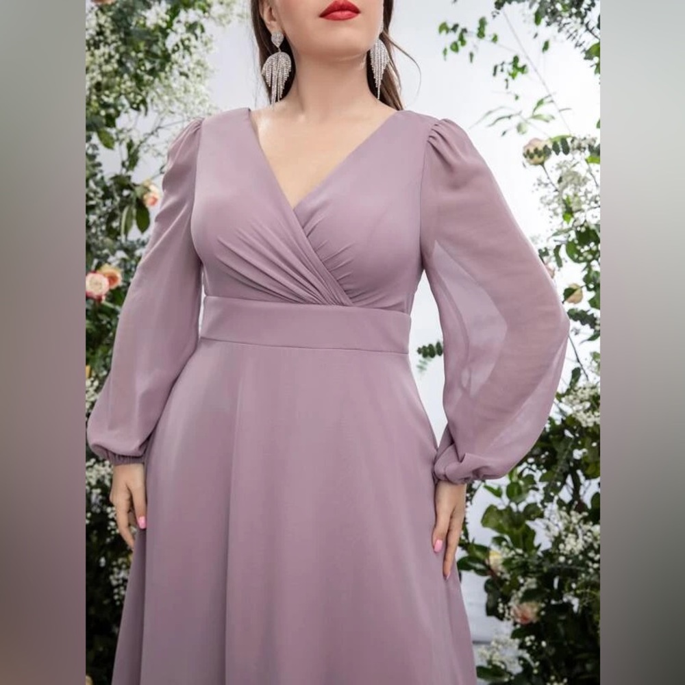 SHEIN Belle Plus Surplice Front Bishop Sleeve Chiffon - Picture 2 of 6